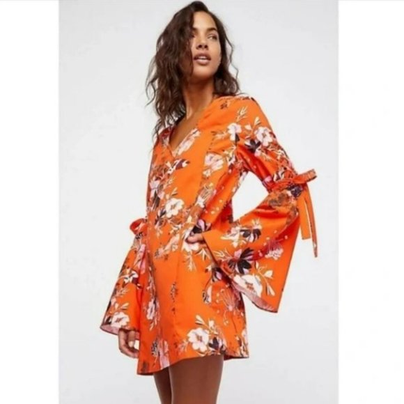 Free People Dresses & Skirts - NWOT Free People Lover of Mine Orange Floral Mini Dress Small